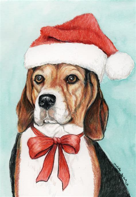 Art By Charlotte Yealey Christmas Beagle Colored Pencil By Charlotte