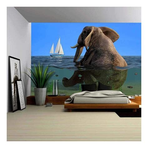 Wall26 The Elephant Is Sitting In The Water Removable Wall Mural