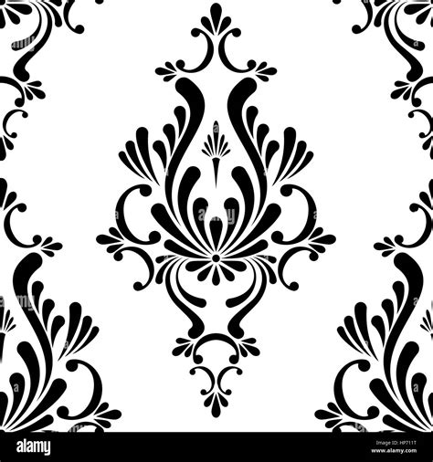 Vector Black And White Floral Damask Seamless Pattern Stock Vector