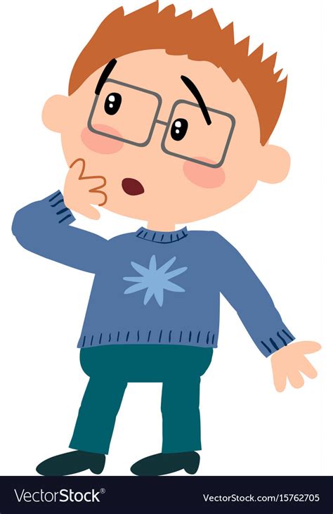 Cartoon Character Boy With Glasses In Surprise Vector Image