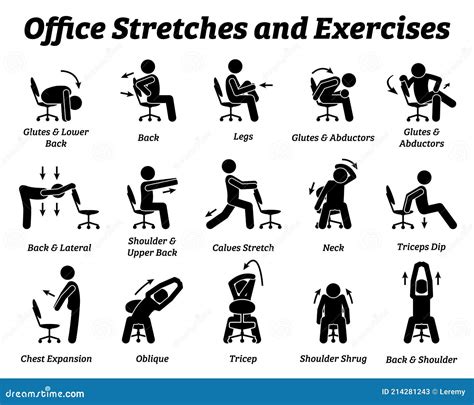 Working Office Stretches And Exercises To Relax Tension Muscle Stock