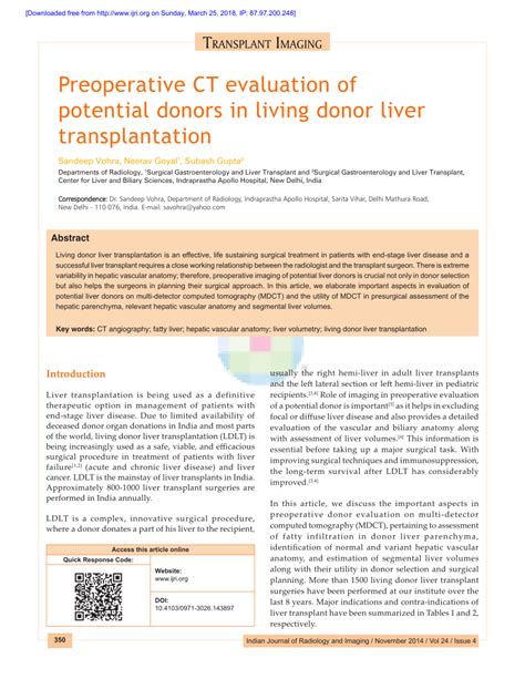 PDF Preoperative CT Evaluation Of Potential Donors In Living Donor