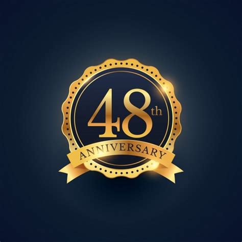 Golden Badge For The 48th Anniversary Vector Free Download