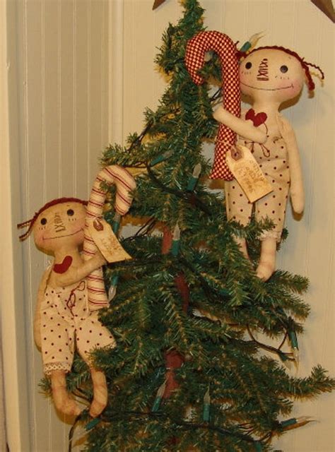 Primitive Doll Pattern Candy Cane With Raggedy Doll Ornament Etsy