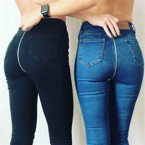 Crotch Zipper Jeans Open Crotch Denim Pants Sexy Women Etsy