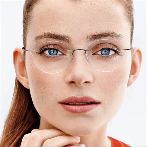 cat eye glasses frame women myopia rimless eyeglasses ultralight eye wear metal gafas oculos de