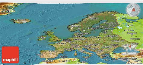 Satellite Panoramic Map Of Europe Physical Outside Satellite Sea