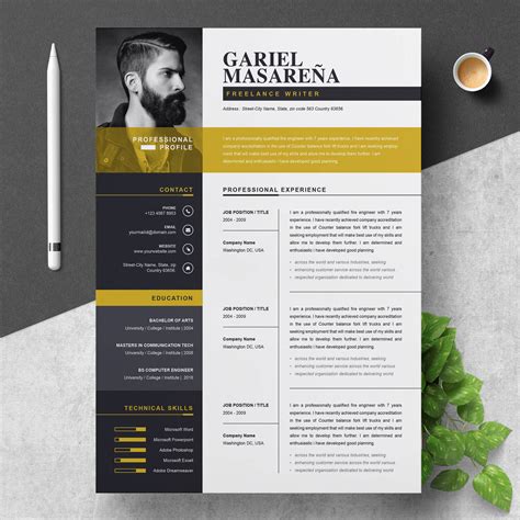 A4 Us Letter Professional Cv Design Modern Creative Curriculum Vitae