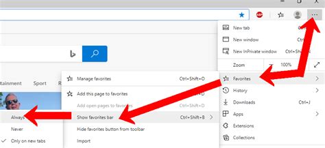 Show Favorites Bar In Microsoft Edge