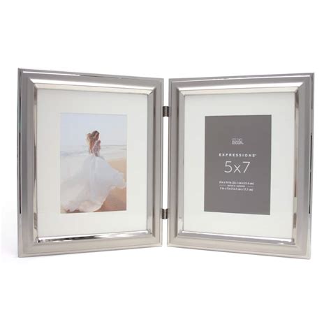 8 X 10 Silver Plated Hinged Double Photo Frame Custom Engraved