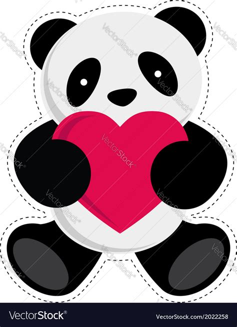 Panda Holding Heart Royalty Free Vector Image Vectorstock