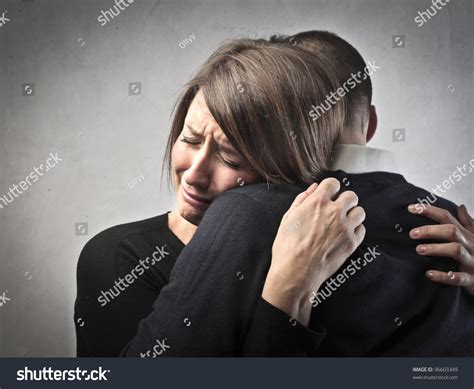 Sad Woman Hugging Her Husband Stock Photo 96603349 Shutterstock