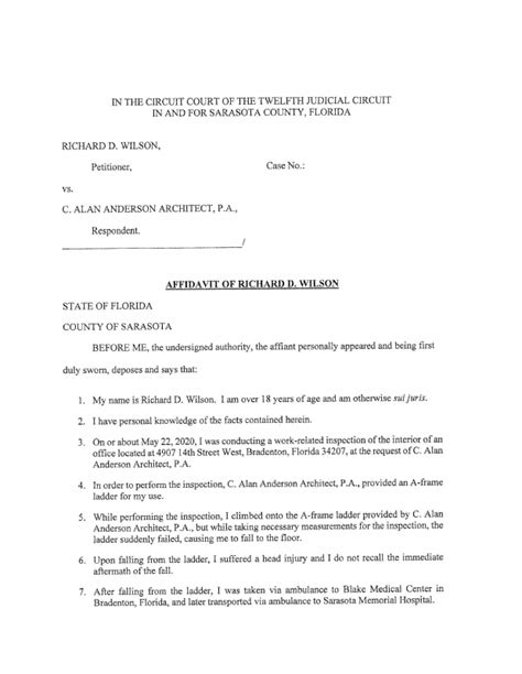 Petition For Pure Bill Of Discovery Affidavit Of Richard D Wilson
