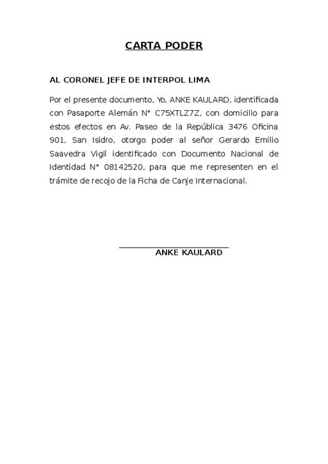 Modelo De Carta Poder Simple Para Recoger Documentos Peru Noticias Modelo