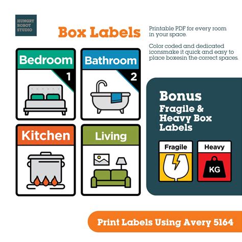 Moving Box Labels Printable Pdf Box Labels For The 4 Etsy