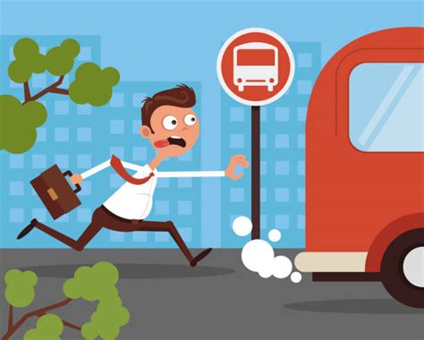 50 Running To Catch Bus Stock Illustrations Royalty Free Vector