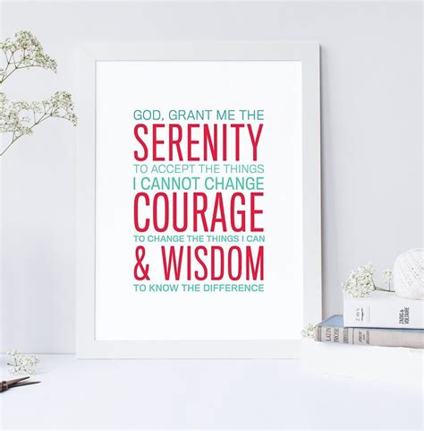 Serenity Prayer Christian Typography Religious Art Print