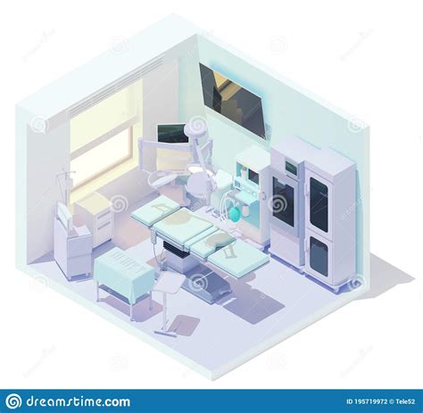 Vector Isometric Low Poly Operating Room Stock Vector Illustration Of