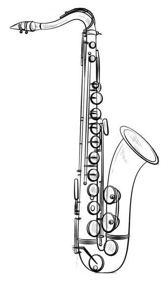 wie man ein saxophon zeichnet schritt für schritt zeichnung tutorials saxophone art music