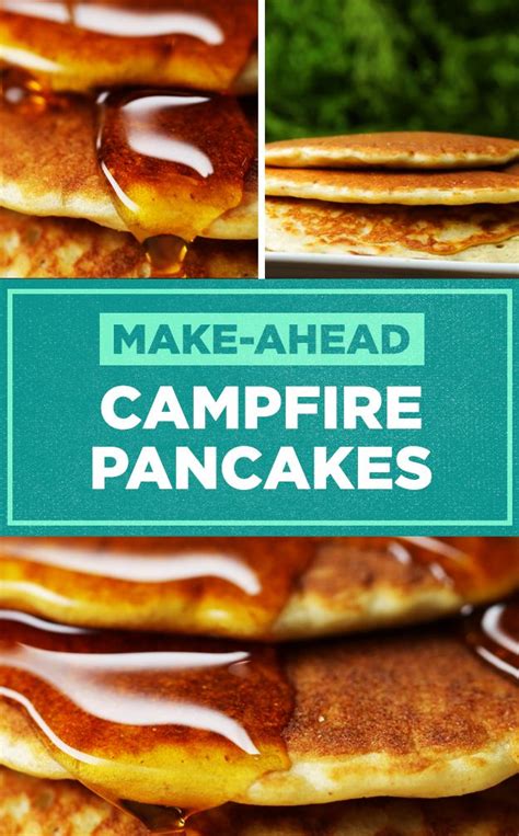 Pancakes With Syrup On Them And The Words Make Ahead Campfire Pancakes