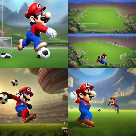 Mario Playing Soccer At A Soccer Field Ai Generated Artwork