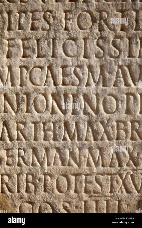 Latin Inscription Carved Into Stone Tablet Stock Photo Alamy