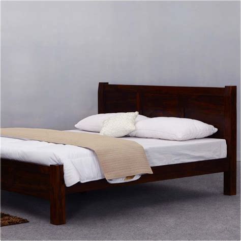 Rustic Mediterranean Solid Wood Modern Style Bed Frame W Headboard