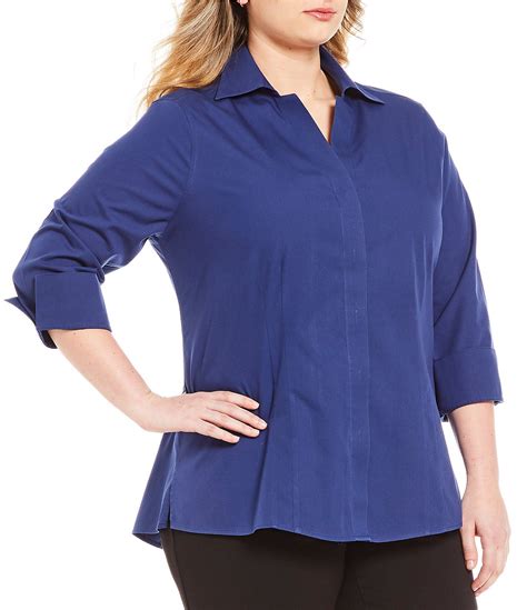 Investments Plus Size Taylor Gold Label Non Iron Point Collar Y Neck 3