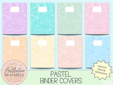 Pastel Binder Covers Printable Aesthetic Binder Covers Etsy