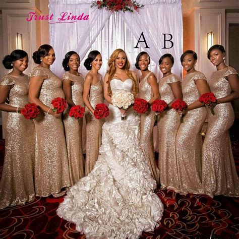 African Wedding Bridesmaid Dresses Rose Gold Bridesmaid Dress Cap