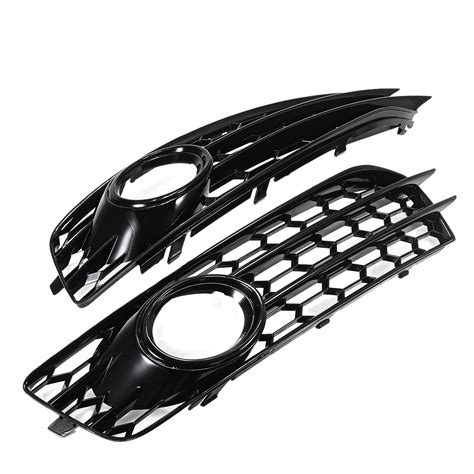 New Front Fog Light Lamp Grille Grill Cover Honeycomb Hex Glossy Black