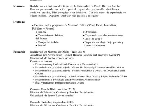 Objetivos Para Un Resume Profesional Resume Profesional 2015