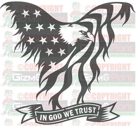 Flying Eagle American Flag In God We Trust Dxf Files