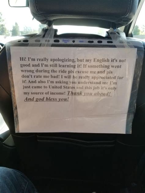 my uber driver taped this sign to the seat uber driver uber uber ride