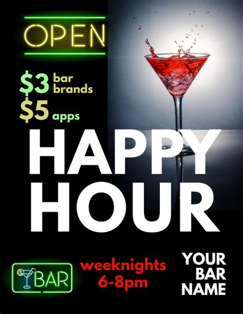 Happy Hour Bar Flyer Templat Postermywall