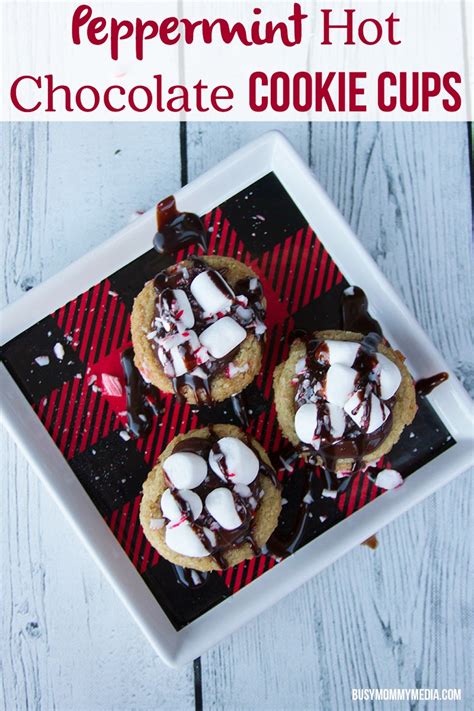Peppermint Hot Chocolate Cookie Cups