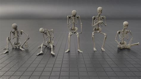 Artstation Skeleton Poses Pack Low Poly 3d Model Game Assets