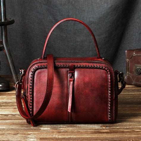 Handmade Vintage Vegetable Tanned Leather Handbag Messenger Bag