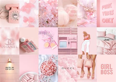 Blush Pink Wall Collage Kit Light Pink Aesthetic Instant Download Etsy