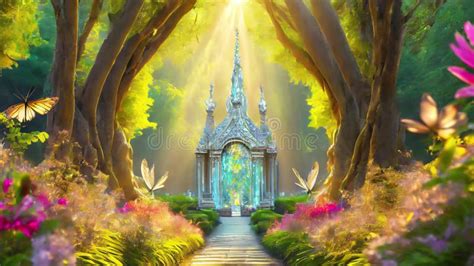 Fairy Tale Castle Animation Enchanted Forest Ai Generated Stock