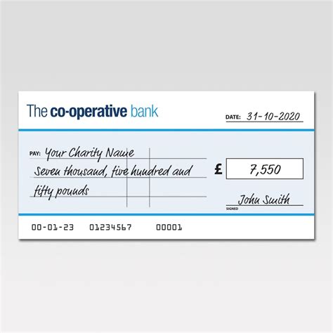 Cooperative Giant Cheque Charity Cheque Printing Uk