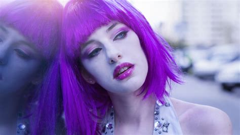 Wallpaper Id 1467967 Purple Woman S Pink Hair Halter White Face Dyed Top Pink 1080p