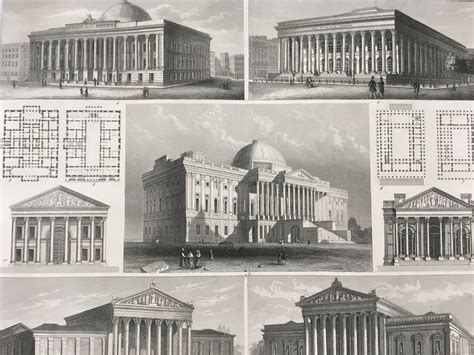 1849 Neo-Classical Architecture Large Original Antique Engraving