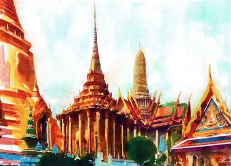 Bangkok Skyline Bangkok Painting Bangkok Temple Grand Palace