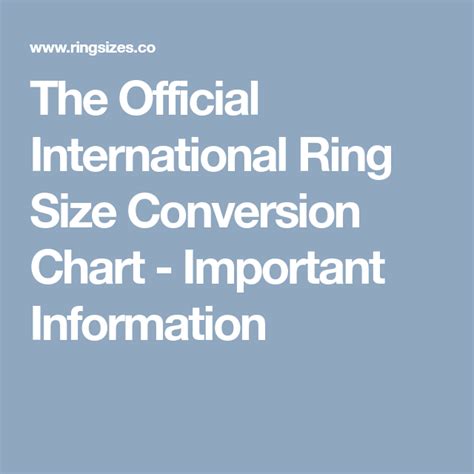 The Official International Ring Size Conversion Chart Important