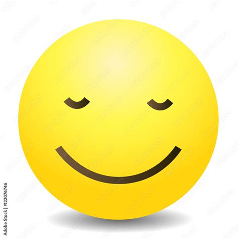 Vector Single Yellow Emoticon Calm Smile Face Stock Vector Adobe Stock