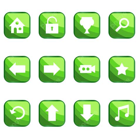 Square Buttons Clipart Transparent Background Vector Game Buttons With