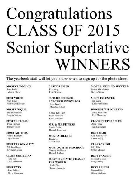 Image Result For Senior Superlatives Yearbook Senior Superlatives