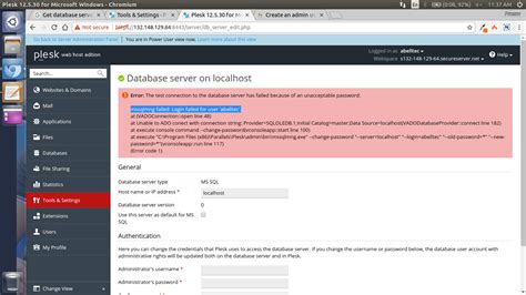 .net - Get database server version failed: mssqlmng failed: Login failed for user - Stack Overflow