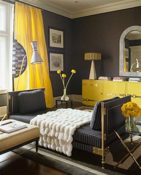 Charcoal Gray And Yellow Living Room Design Ideas